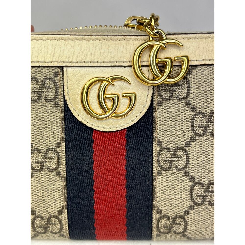 Gucci Ophidia GG Supreme Zip Around Wallet Web Stripe Double G 523154 - Picture 2 of 16